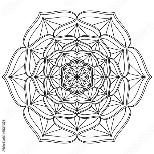 Simple Mandala Shape for Coloring. Vector Mandala. Circular. Flower. Oriental. Coloring Book Page. Outline.
