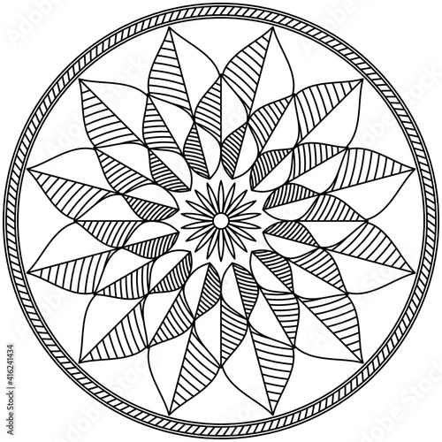Simple Mandala Shape for Coloring. Vector Mandala. Circular. Flower. Oriental. Coloring Book Page. Outline.
