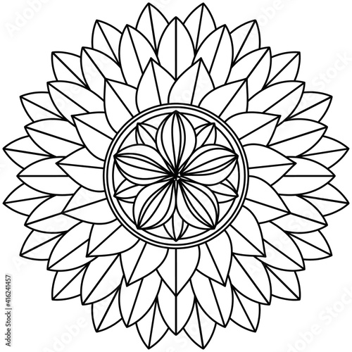Simple Mandala Shape for Coloring. Vector Mandala. Circular. Flower. Oriental. Coloring Book Page. Outline.

