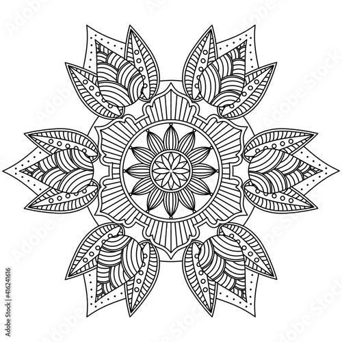 Simple Mandala Shape for Coloring. Vector Mandala. Circular. Flower. Oriental. Coloring Book Page. Outline.
