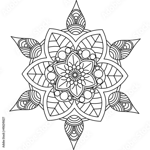 Simple Mandala Shape for Coloring. Vector Mandala. Circular. Flower. Oriental. Coloring Book Page. Outline.
