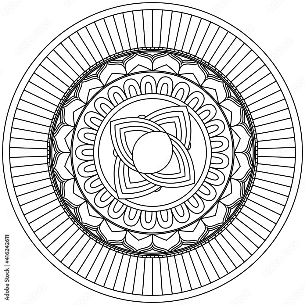 Beautiful Mandala Shape for Coloring. Vector Mandala. Oriental. Book Page. Lines
