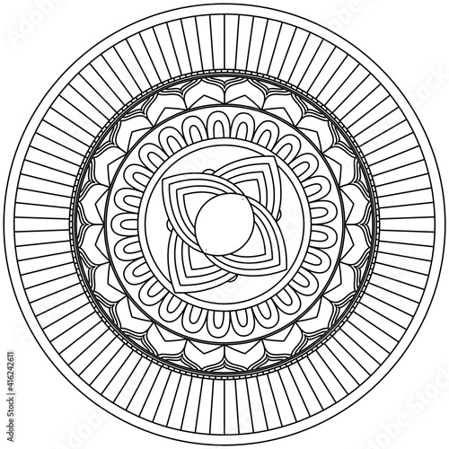 Beautiful Mandala Shape for Coloring. Vector Mandala. Oriental. Book Page. Lines
