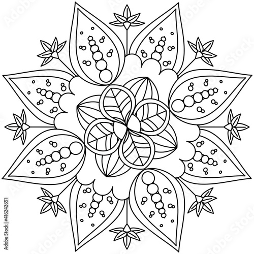 Beautiful Mandala Shape for Coloring. Vector Mandala. Oriental. Book Page. Lines
