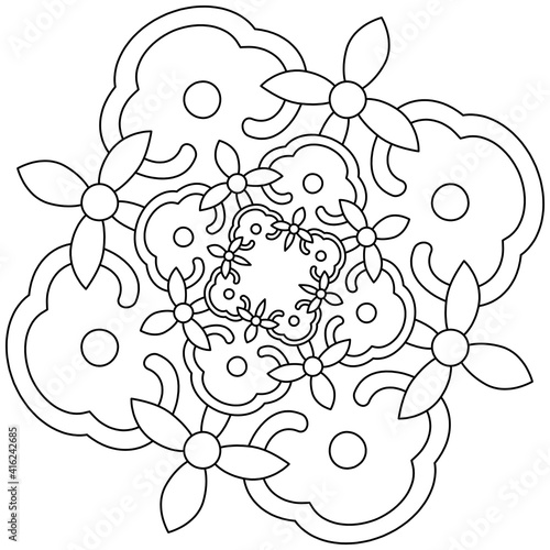 Beautiful Mandala Shape for Coloring. Vector Mandala. Oriental. Book Page. Lines
