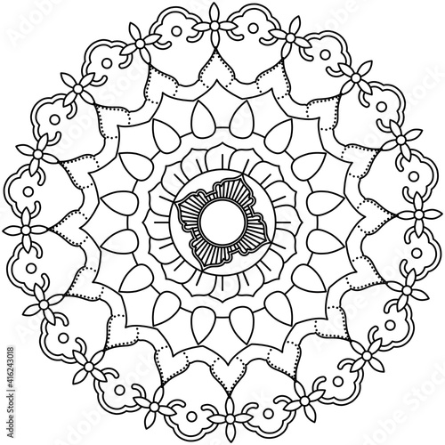 Beautiful Mandala Shape for Coloring. Vector Mandala. Oriental. Book Page. Lines
