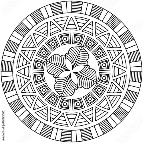 Beautiful Mandala Shape for Coloring. Vector Mandala. Oriental. Book Page. Lines
