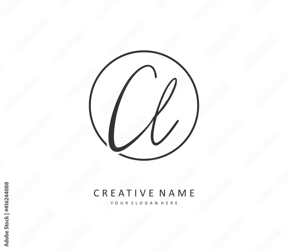 CL Initial letter handwriting and signature logo. A concept handwriting initial logo with template element.
