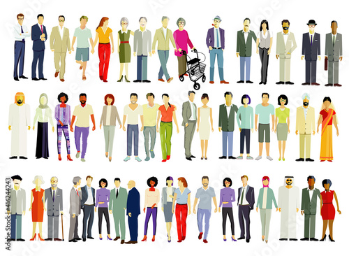 Große Gruppe von verschiedenen Personen isoliert - vector illustration