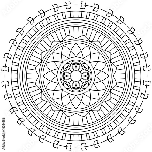 Simple Mandala Shape for Coloring. Vector Mandala. Floral. Flower. Oriental. Coloring Book Page. Outline.
