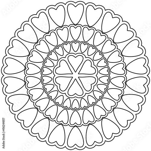 Simple Mandala Shape for Coloring. Vector Mandala. Floral. Flower. Oriental. Coloring Book Page. Outline.
