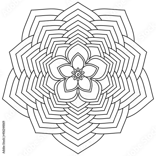 Simple Mandala Shape for Coloring. Vector Mandala. Floral. Flower. Oriental. Coloring Book Page. Outline.

