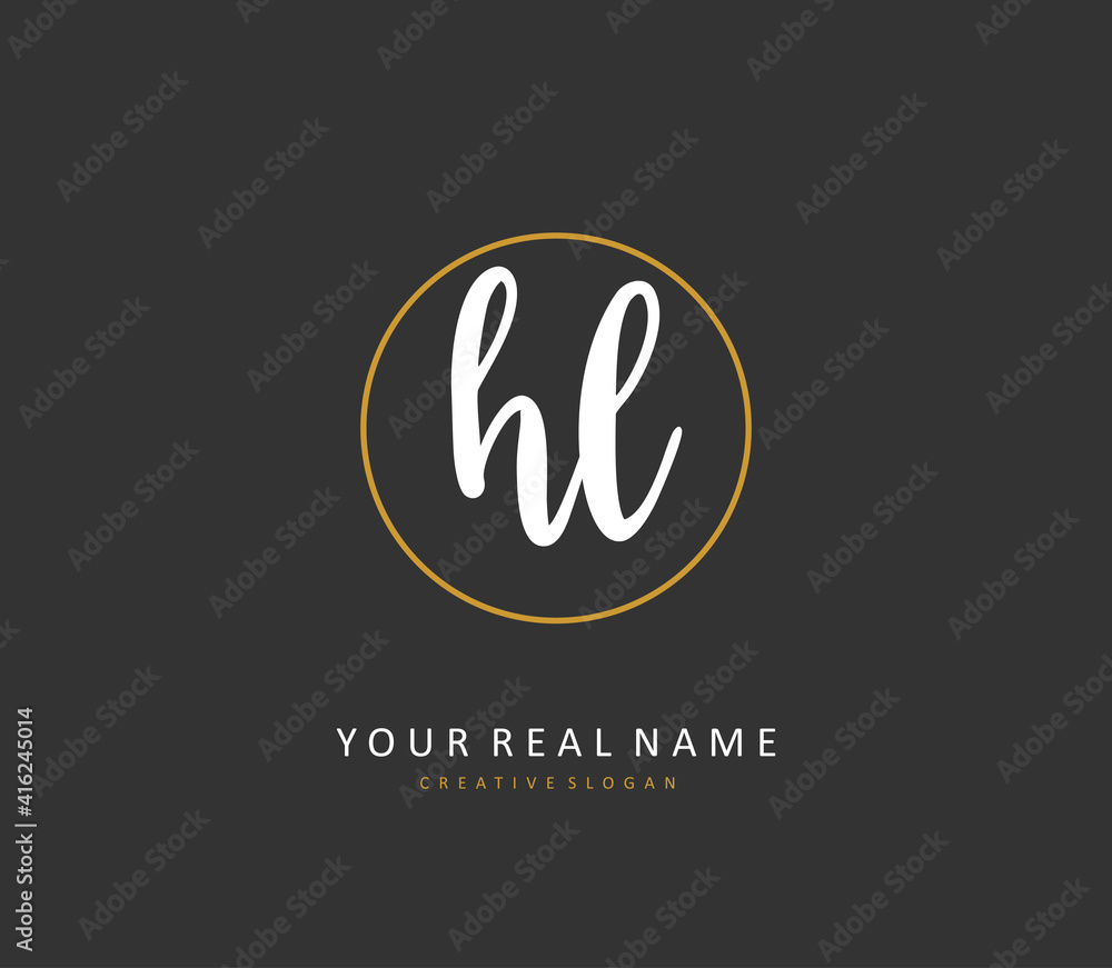 HL Initial letter handwriting and signature logo. A concept handwriting initial logo with template element.
