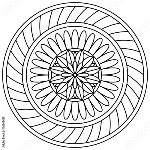 Simple Mandala Shape for Coloring. Vector Mandala. Floral. Flower. Oriental. Coloring Book Page. Outline.
