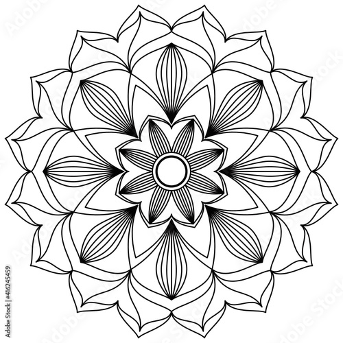 Simple Mandala Shape for Coloring. Vector Mandala. Floral. Flower. Oriental. Coloring Book Page. Outline.
