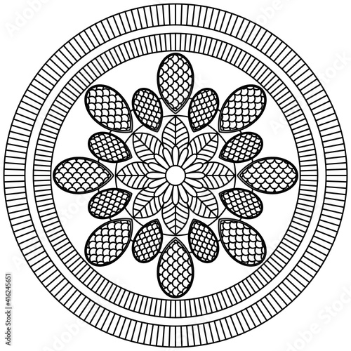 Simple Mandala Shape for Coloring. Vector Mandala. Floral. Flower. Oriental. Coloring Book Page. Outline.
