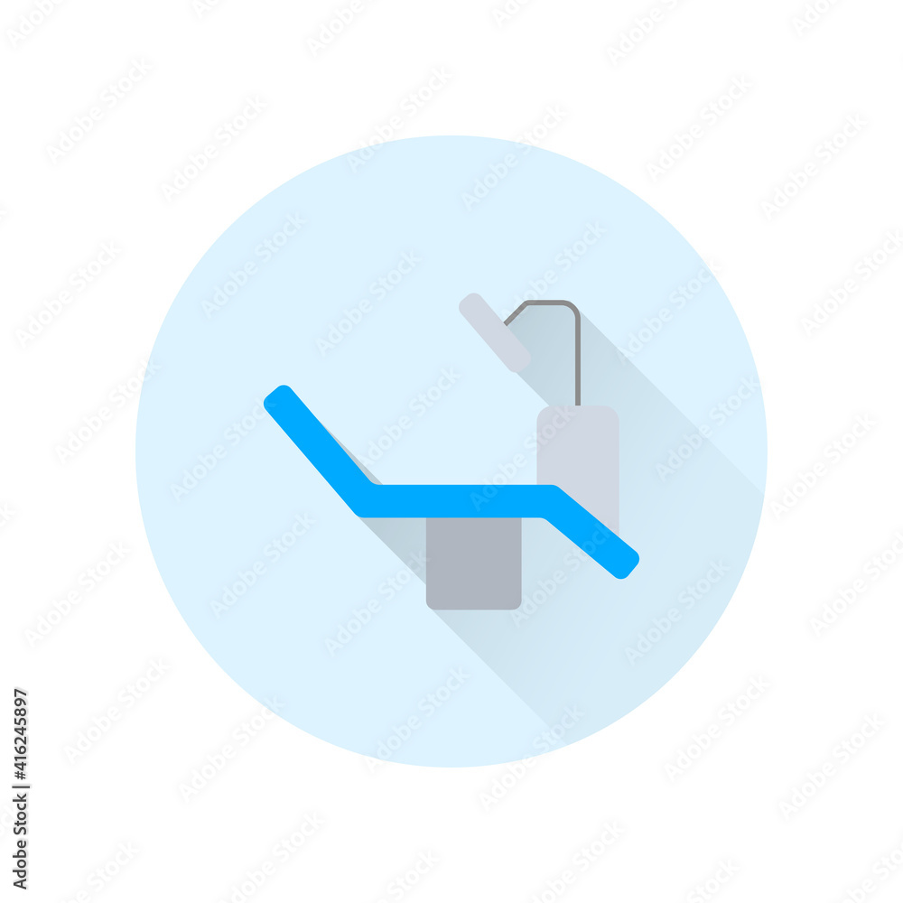 Dentist chair with long shadow. Sign for dentistry clinic. Orthodontics concept. Dentist chair with long shadow. Sign for dentistry clinic. Orthodontics concept.