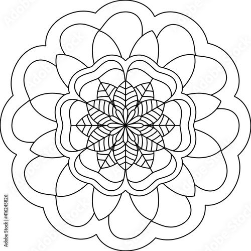 Simple Mandala Shape for Coloring. Vector Mandala. Floral. Flower. Oriental. Coloring Book Page. Outline.
