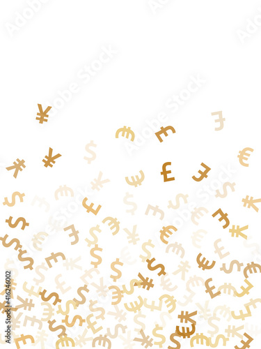 Euro dollar pound yen gold icons scatter money vector design. Finance pattern. Currency icons