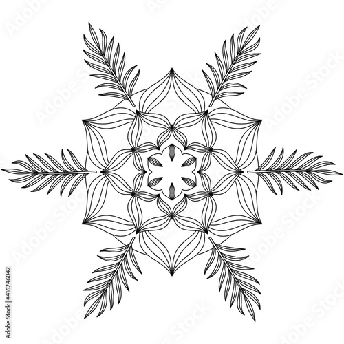 Simple Mandala Shape for Coloring. Vector Mandala. Floral. Flower. Oriental. Coloring Book Page. Outline.
