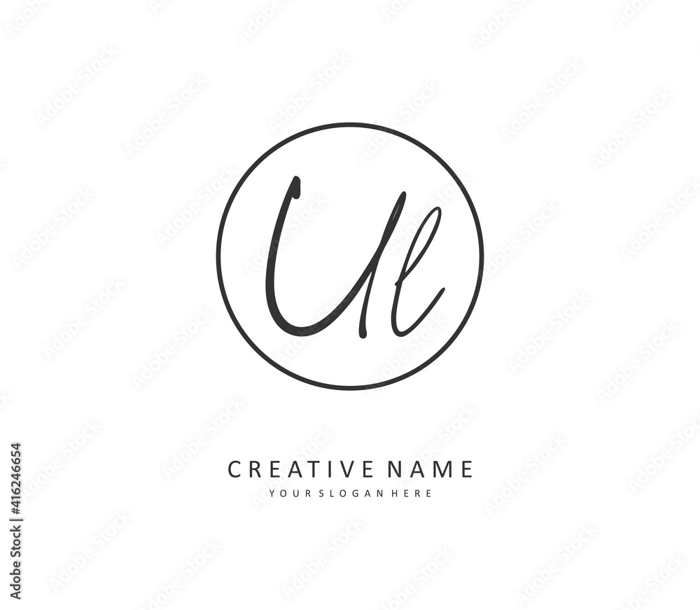 UL Initial letter handwriting and signature logo. A concept handwriting initial logo with template element. UL Initial letter handwriting and signature logo. A concept handwriting initial logo with template element.