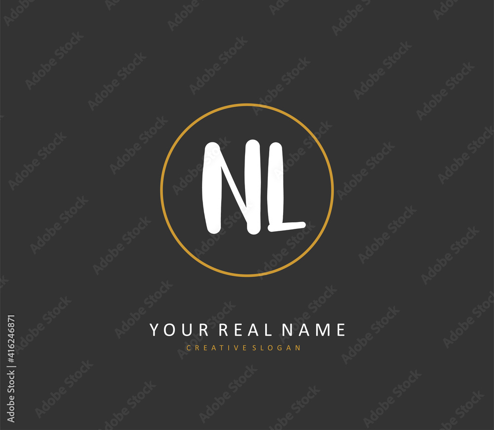 NL Initial letter handwriting and signature logo. A concept handwriting initial logo with template element. NL Initial letter handwriting and signature logo. A concept handwriting initial logo with template element.