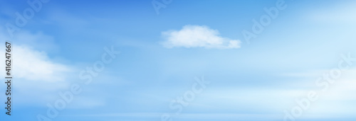 Blue sky with altostratus clouds background,Vector Cartoon sky with cirrus clouds, Concept all seasonal horizon banner in sunny day spring and summer in the morning. Vector illustration horizon