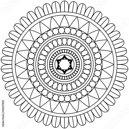 Simple Mandala Shape for Coloring. Vector Mandala. Floral. Flower. Oriental. Coloring Book Page. Outline.
