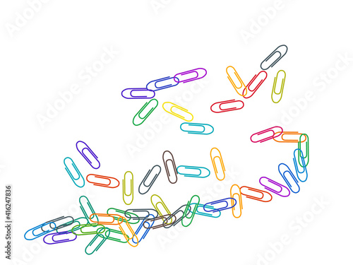 Stationary paperclips isolated on white background
