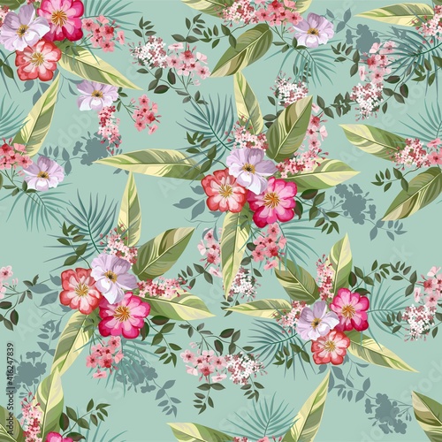 Flower seamless pattern vector illustration