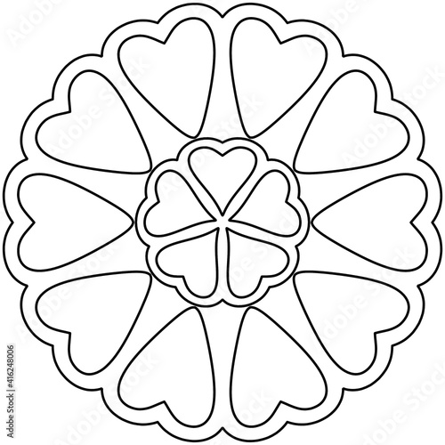 Simple Mandala Shape for Coloring. Vector Mandala. Floral. Flower. Oriental. Coloring Book Page. Outline.
