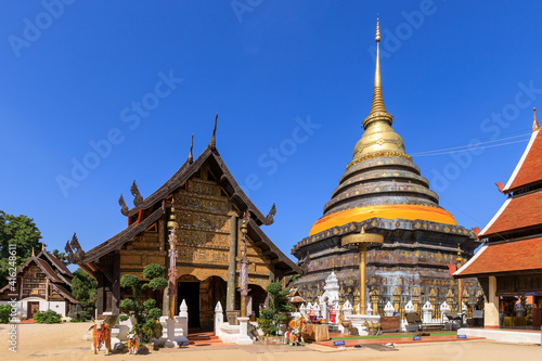 Ancient pagoda Phra That Lampang Luang  sacred stupa  famous tourist destination  Lampang province  Thailand