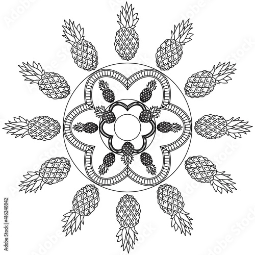 Simple Mandala Shape for Coloring. Vector Mandala. Floral. Flower. Oriental. Coloring Book Page. Outline.
