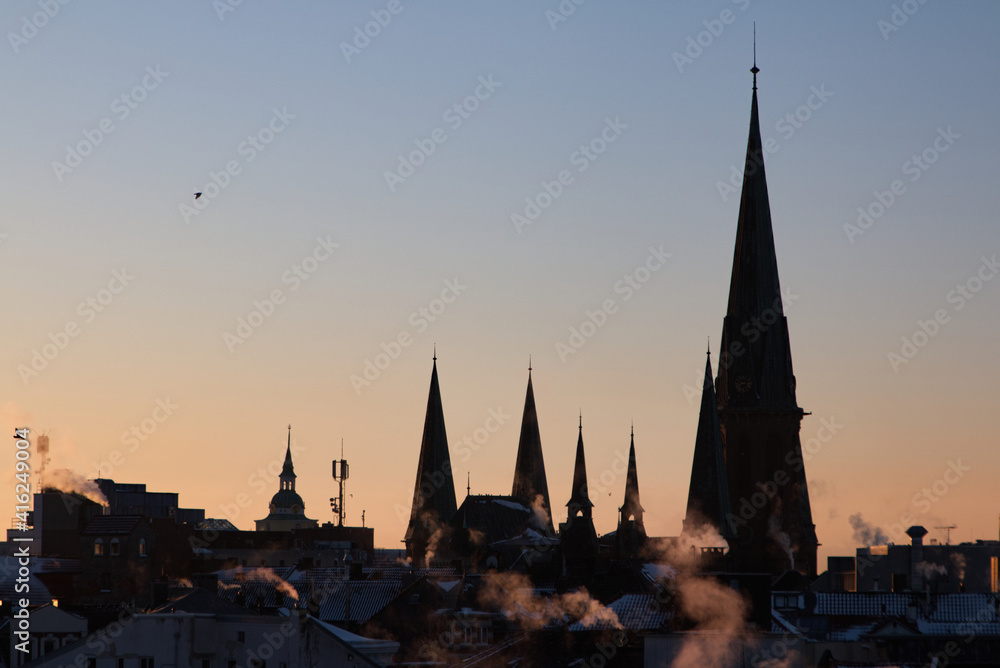 sunrise skyline in oldenburg 