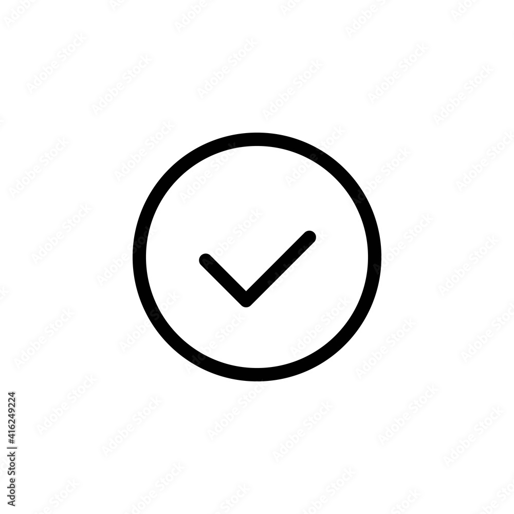 Check mark linear icon in black. Black tick. Simple thin line design. Illustration checkmark isolated on white background. Graphic design for mobile, web, app, ui, ux. Vector EPS 10 Check mark linear icon in black. Black tick. Simple thin line design. Illustration checkmark isolated on white background. Graphic design for mobile, web, app, ui, ux. Vector EPS 10