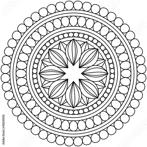 Simple Mandala Shape for Coloring. Vector Mandala. Floral. Flower. Oriental. Coloring Book Page. Outline.
