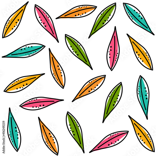 colourful cute leaves seamless vector pattern background illustration