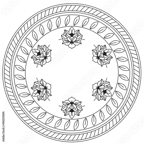 Simple Mandala Shape for Coloring. Vector Mandala. Floral. Flower. Oriental. Coloring Book Page. Outline.
