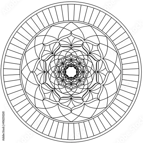 Simple Mandala Shape for Coloring. Vector Mandala. Floral. Flower. Oriental. Coloring Book Page. Outline.
