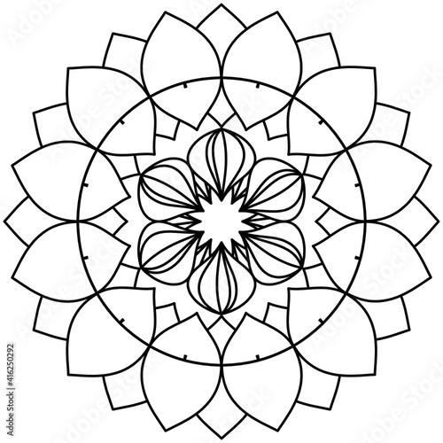 Simple Mandala Shape for Coloring. Vector Mandala. Floral. Flower. Oriental. Coloring Book Page. Outline.
