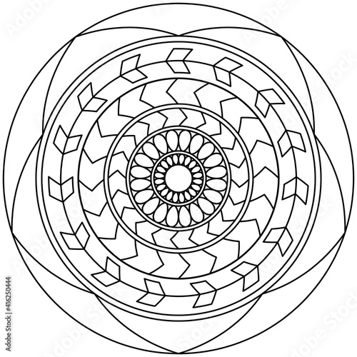 Simple Mandala Shape for Coloring. Vector Mandala. Floral. Flower. Oriental. Coloring Book Page. Outline.
