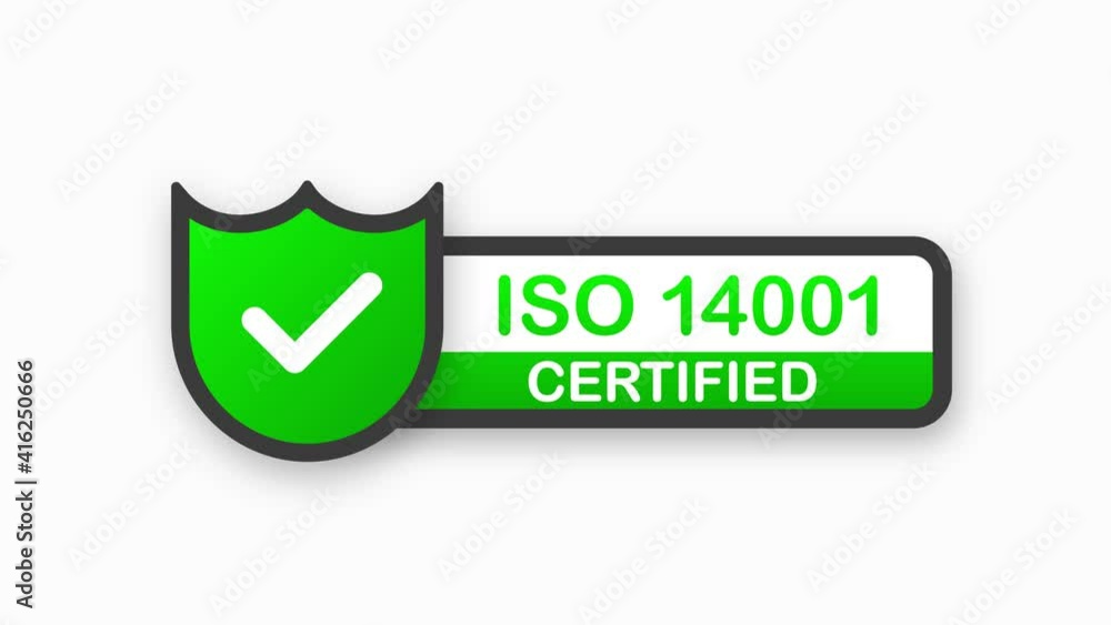 ISO 9001 certified green badge. Flat design stamp isolated on white background. Motion graphic. ISO 9001 certified green badge. Flat design stamp isolated on white background. Motion graphic.