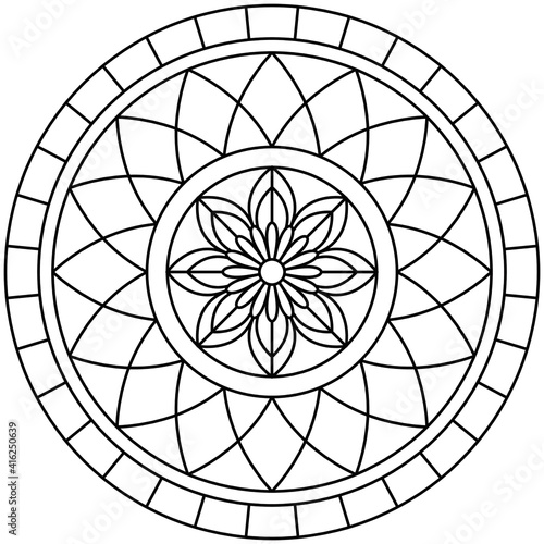 Simple Mandala Shape for Coloring. Vector Mandala. Floral. Flower. Oriental. Coloring Book Page. Outline.
