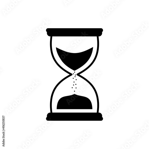 Hourglass linear icon in black. Flat sand clock or hour glass sign. Isolated on white background. Time, timer, countdown concept. Wait illustration. For dev mobile, web, app, ui, ux. Vector EPS 10