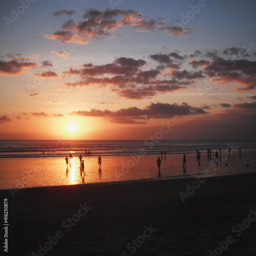 a Stunning Sunets view at beach from Kuta Beach Bali Indonesia