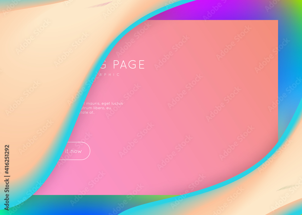 Obraz premium Liquid fluid with dynamic elements and shapes. Landing page.