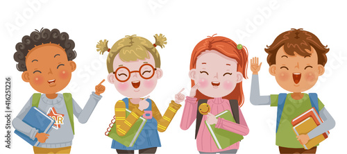 school children group cartoon of vector.
