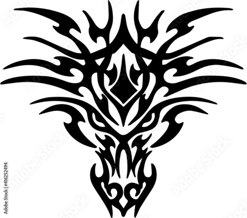 Silhouette of the head of a dragon, Tribal tattoo art, vector illustration