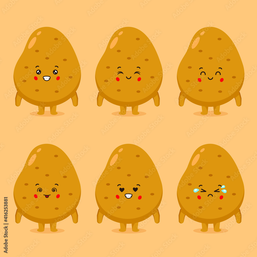 Cute Potato with Various Expression Cute Potato with Various Expression