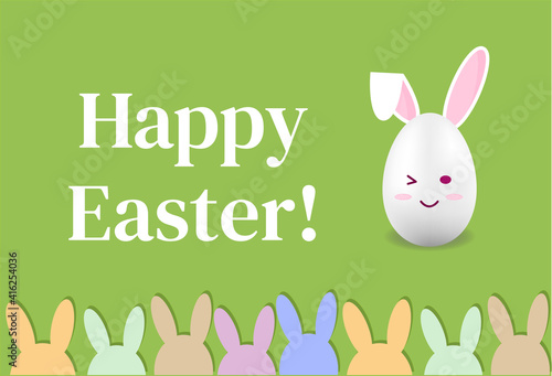 Wallpaper Mural Easter greeting banner with rabbits, vector illustration Torontodigital.ca